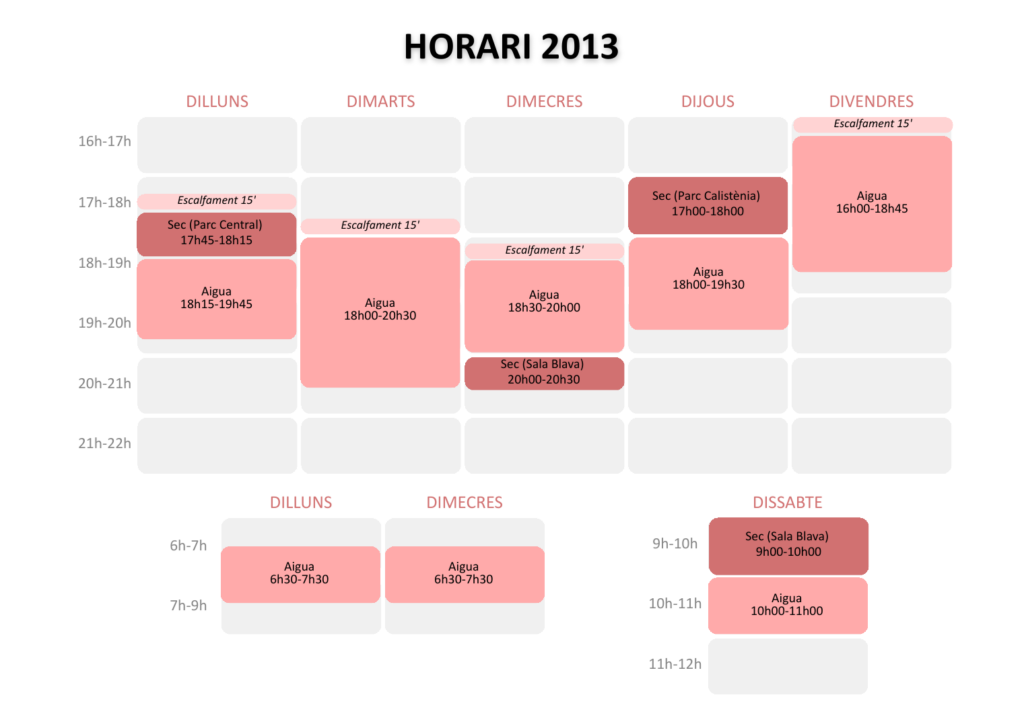 Graella d’horaris 2026/27 · Nascuts el 2013