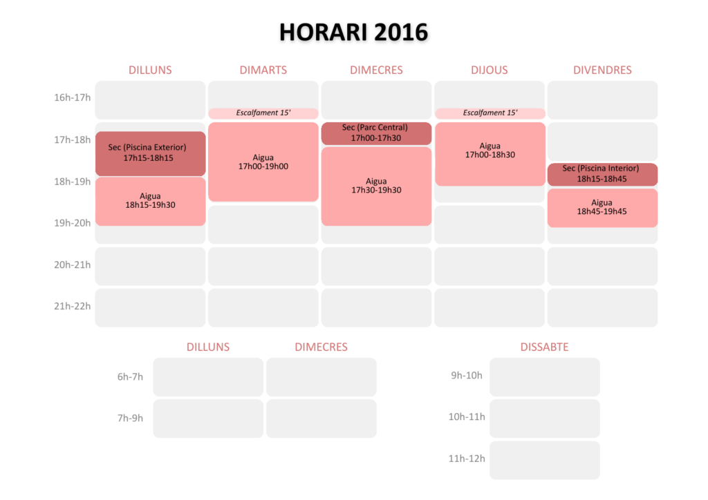 Graella d’horaris 2026/27 · Nascuts el 2016