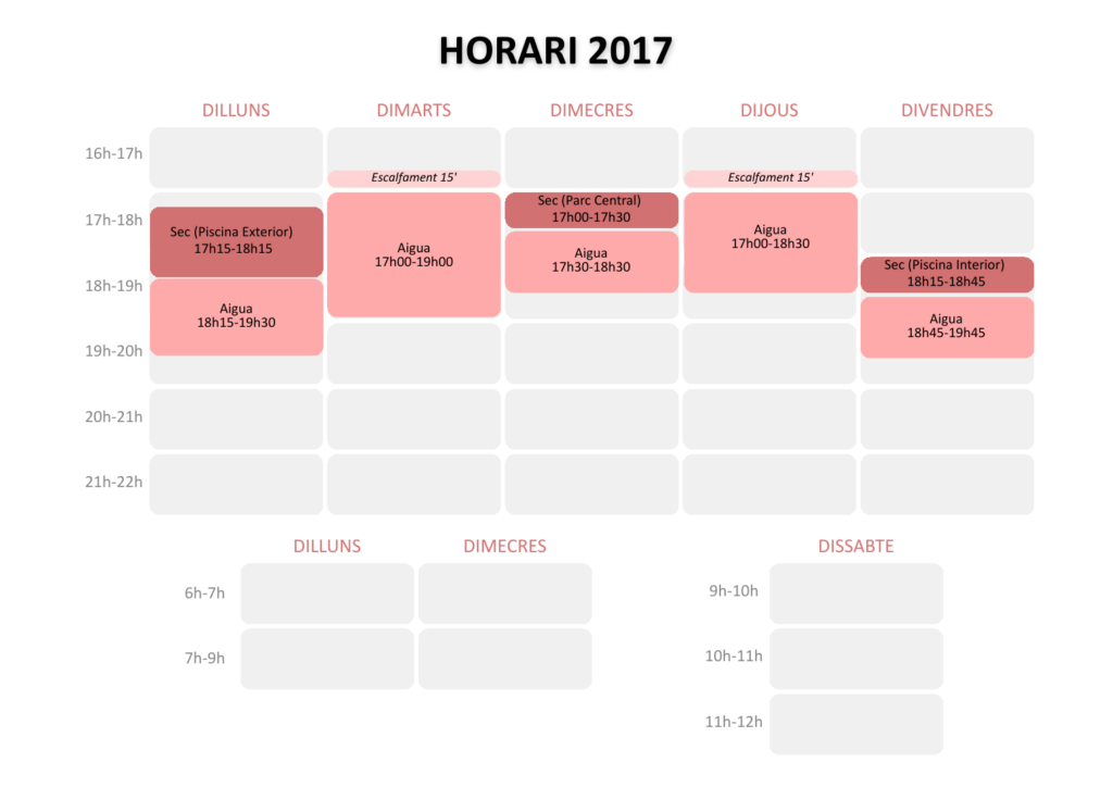 Graella d’horaris 2026/27 · Nascuts el 2017