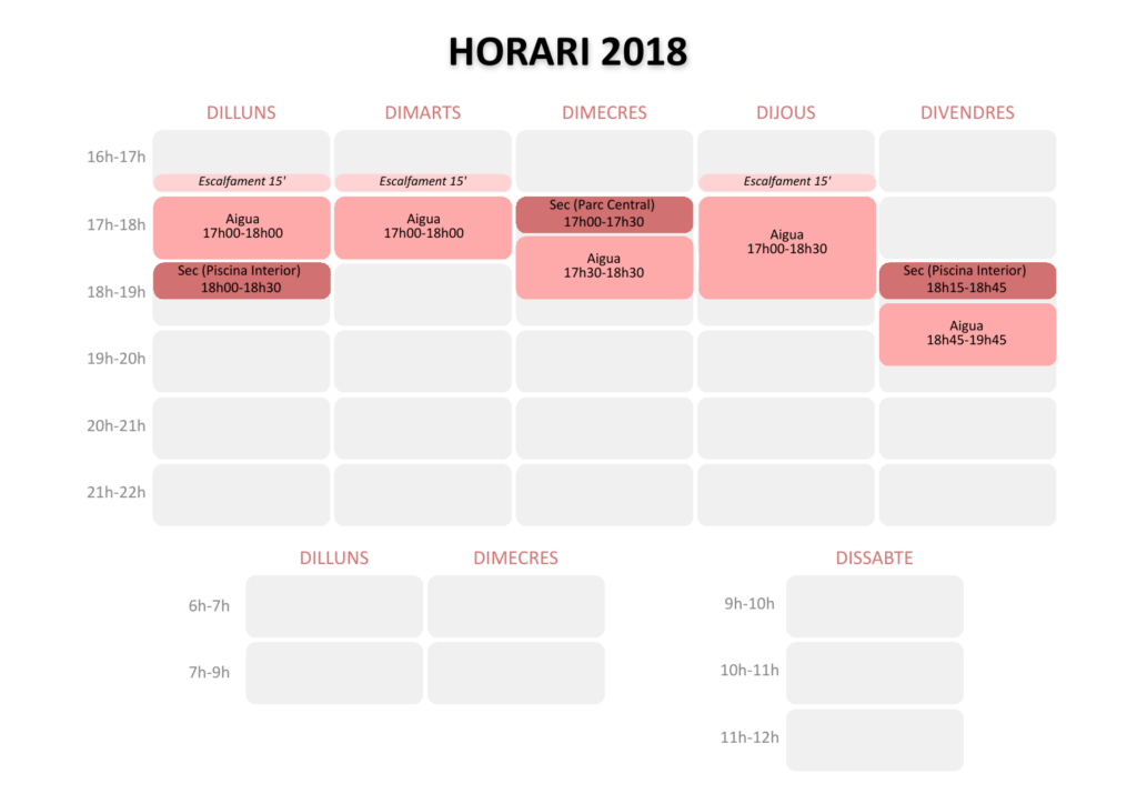 Graella d’horaris 2026/27 · Nascuts el 2018